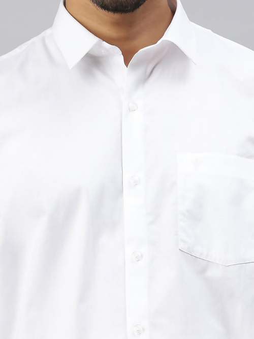 Ramraj Cotton Mens Half Sleeve White Shirt Plus Size - Breeze Cotton | Swadesiicart
