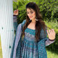 All Season Designer Blue With Multycolor Pure Maslin Gown - Anbazaar