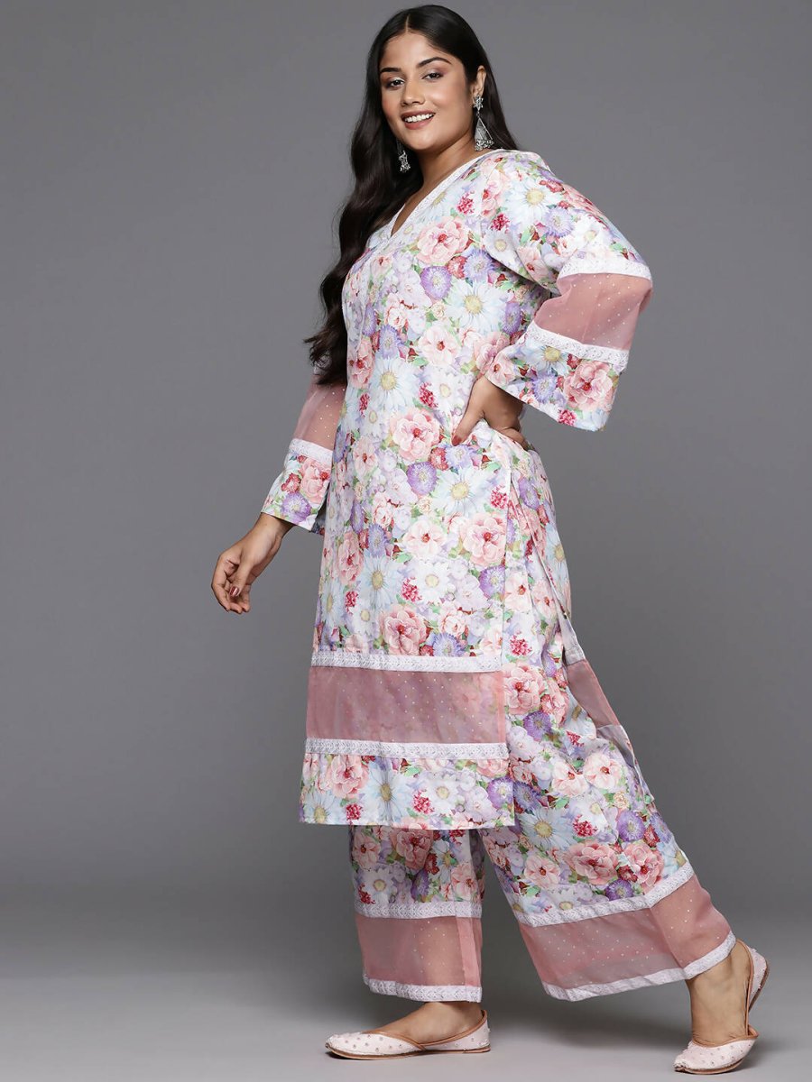 Ahalyaa Women's Traditional wear Kurta Set - Lavender | Swadesiicart