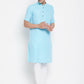 Even Apparels Blue Color Pure Cotton Men's H/S Kurta With Band Collar | Swadesiicart
