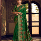 Monjolika Fashion Dark Green Silk Blend Banarasi Zari Work Classic Saree | Swadesiicart