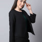 Even Apparels Black Polywool Open Front Statement Women's Jacket | Swadesiicart