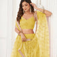 Aastha Fashion Yellow Butterfly Net Tone To Tone Thread Work, Sequence Work And Original Mirror Work Embroidery Wedding Wear Lehenga Choli