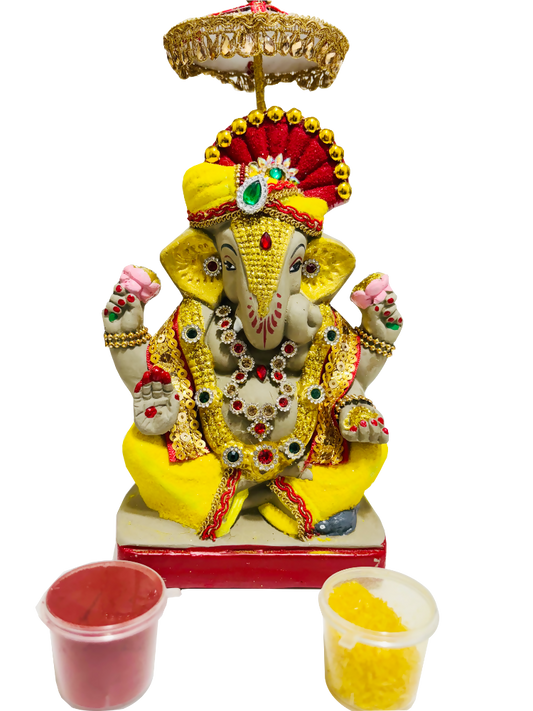 Eco-Friendly Ganesh Idols (Non-Toxic Colors) With Chatri, Akshat & Kumkum | Swadesiicart