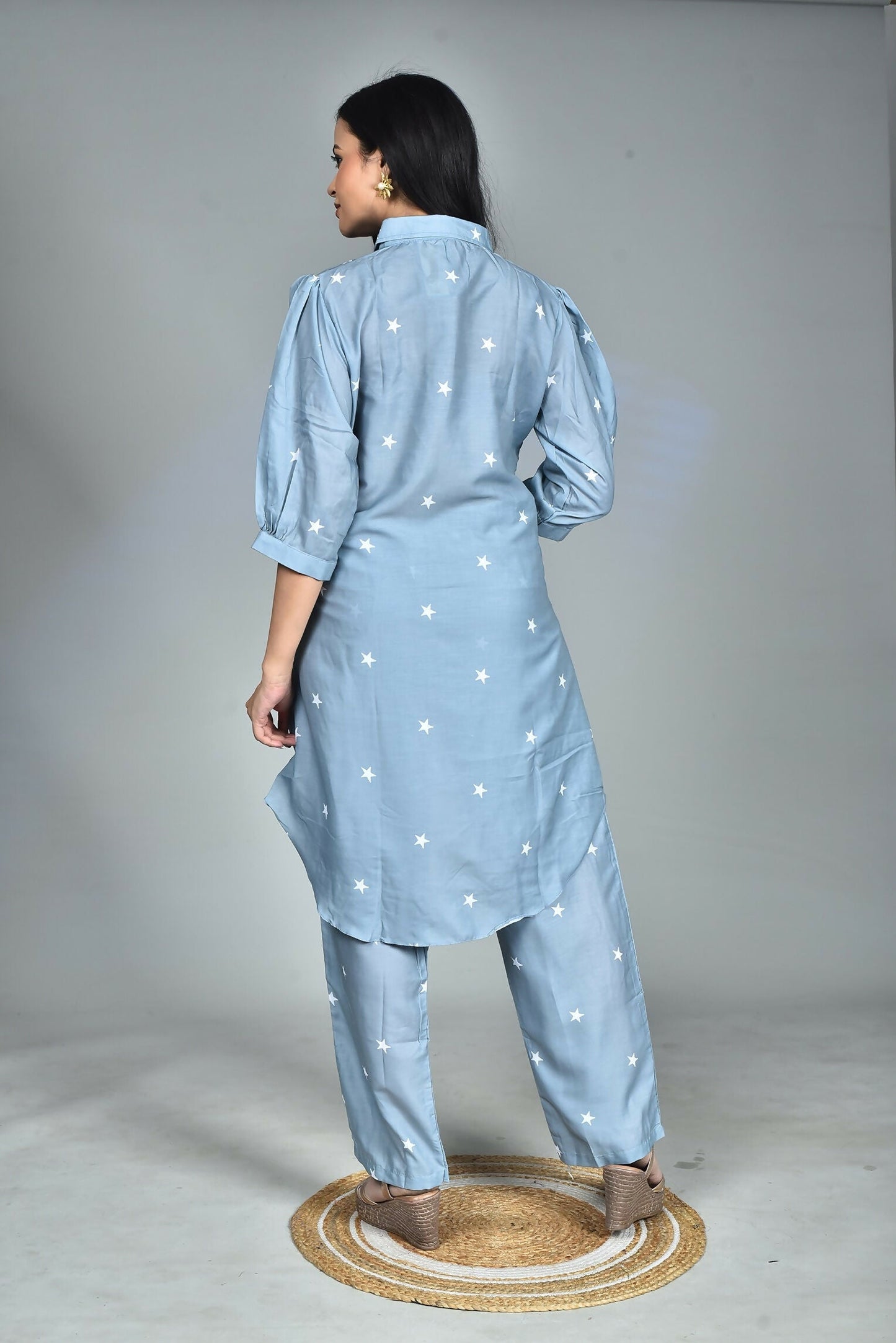 Morchari Digital Print Semi Muslin Co-Ord Set Top & Trouser-Multicolor - Swadesiicart