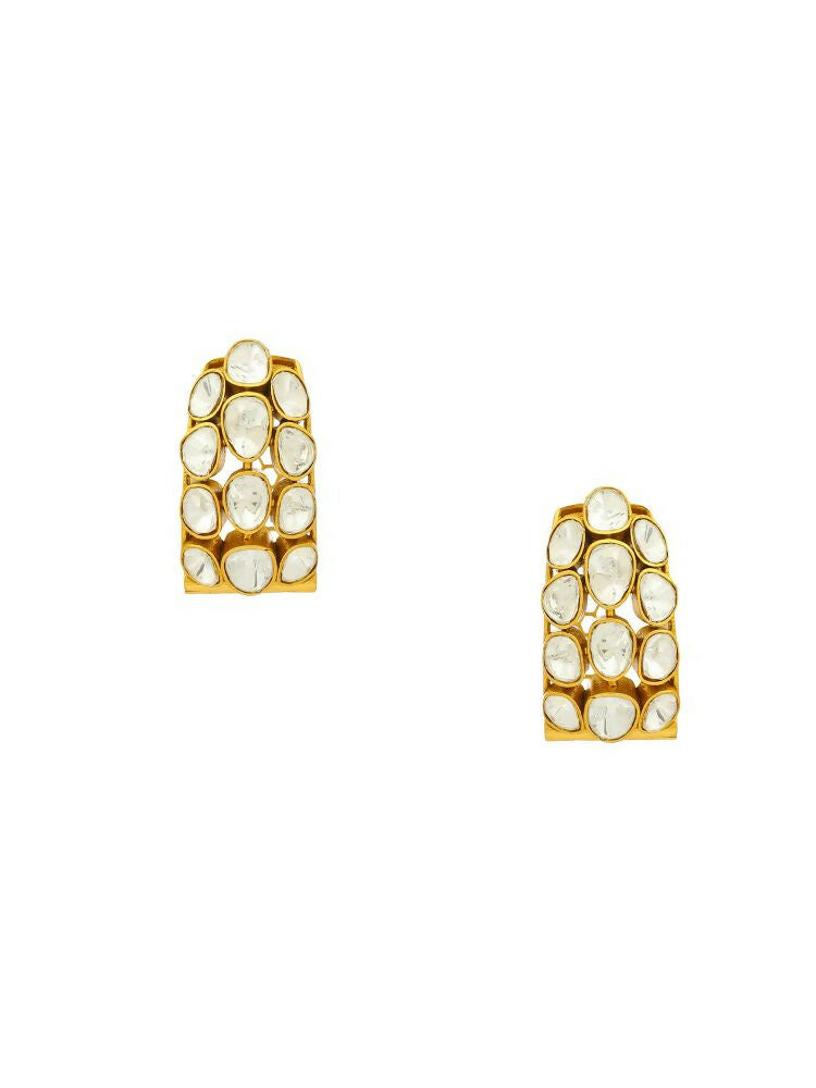 Glass Kundan Circular Earrings - Ruby Raang | Swadesiicart