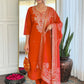 The52 Rust Women's Gorgeous Roman Silk Fabric Straight Kurta, Pant and Dupatta Set - Swadesiicart