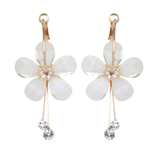 Trendoo Jewelry Gold-Polished Stylish Fancy Party Wear Beige Drops | Swadesiicart