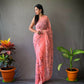 Vamsee Pearl 1 Peach Georgette Saree - Swadesiicart