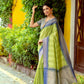 Vishnu Weaves Women's Green South Silk Zari Woven Saree with Unstitched Blouse - Swadesiicart