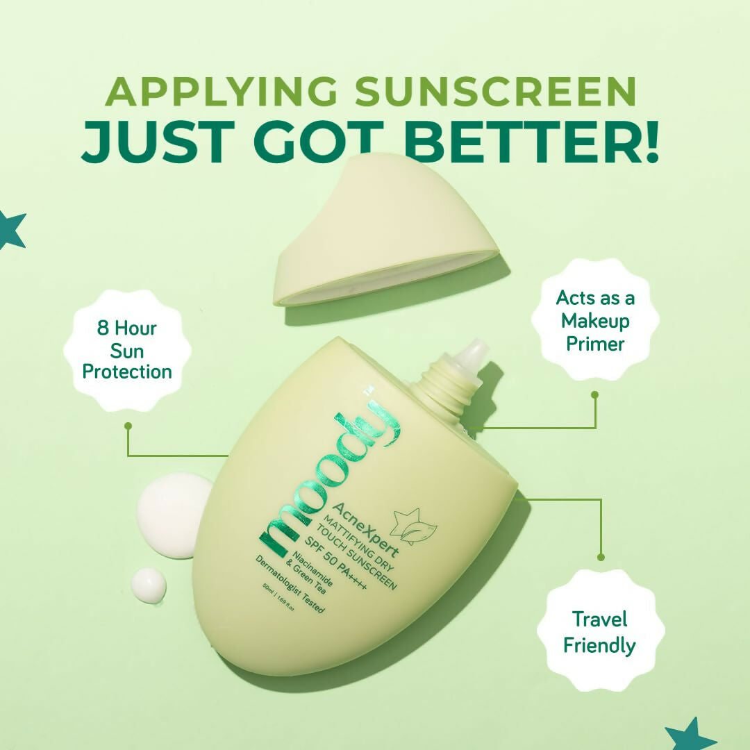 Moody AcneXpert Ultra Matte Dry Touch Sunscreen Gel with Niacinamide & Green Tea - Swadesiicart