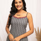 FIORRA Women's Strip Printed Black Cotton Straight Kurta - Swadesiicart