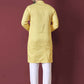 Anaita Yellow Solid Soft Jacquard Silk Straight Kurta