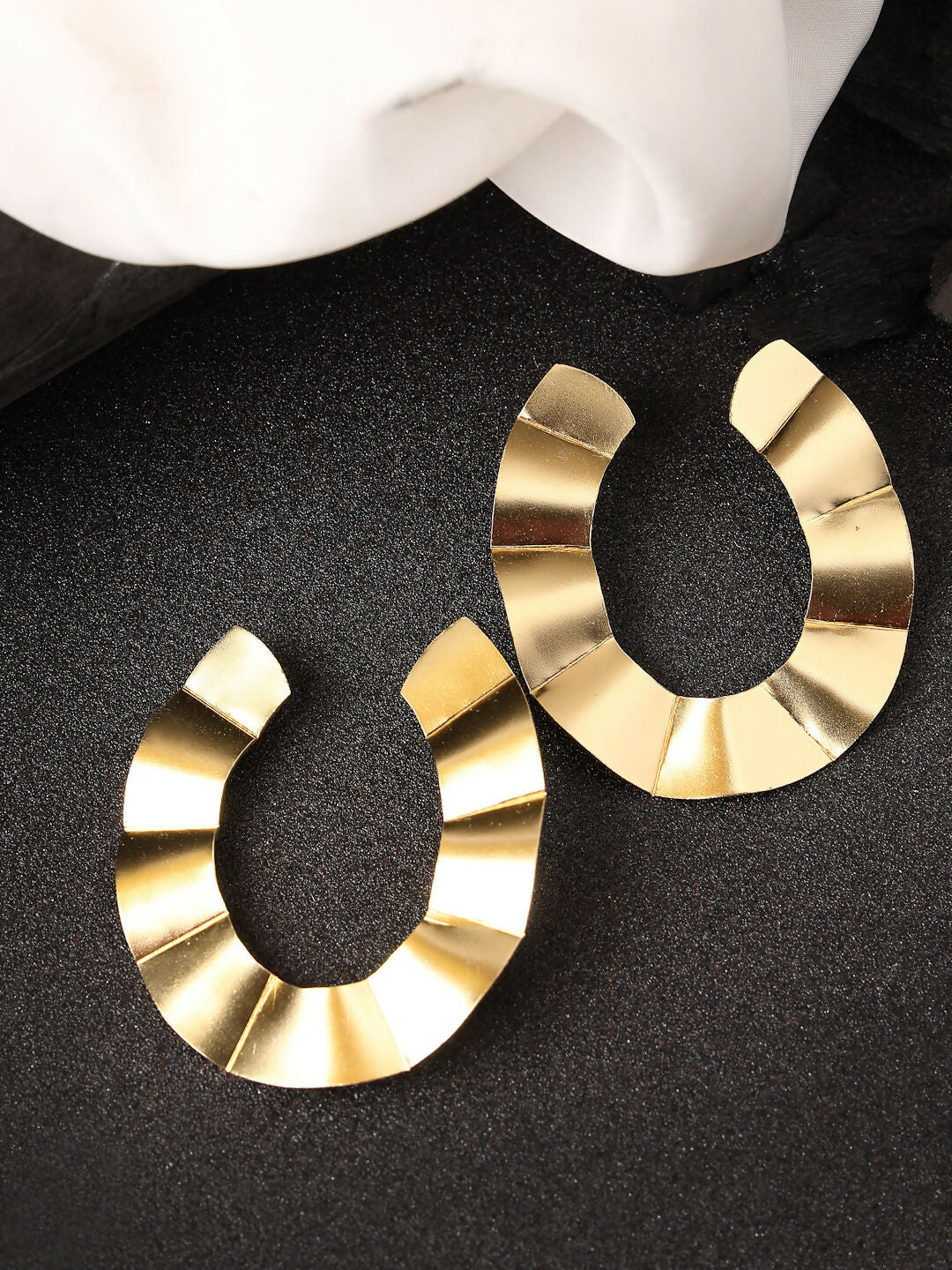 NVR Women Gold-Polished Contemporary Drop Earrings - Swadesiicart