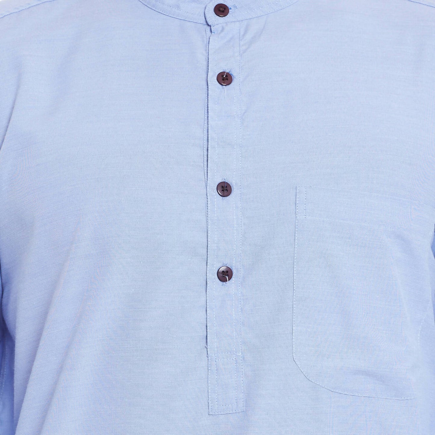 Even Apparels Blue Color Pure Cotton Men's Kurta With Band Collar | Swadesiicart