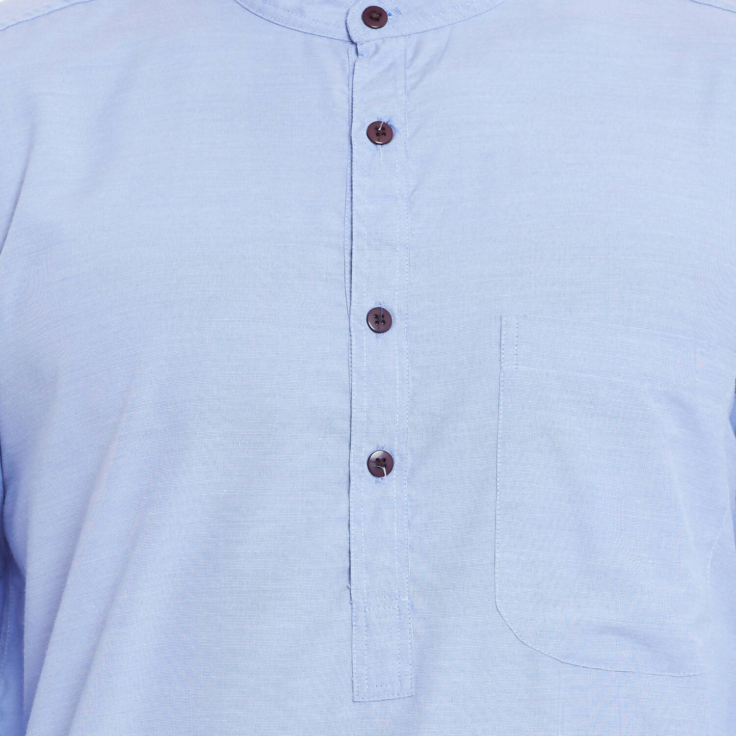 Even Apparels Blue Color Pure Cotton Men's Kurta With Band Collar | Swadesiicart