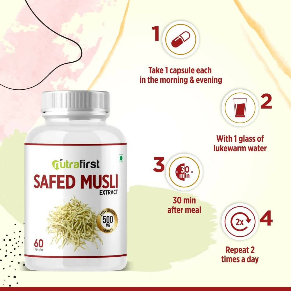 Nutrafirst Safed Musli Extract Capsules - Swadesiicart