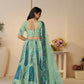 Kesar Fab Sky-Blue Banarasi Silk Embroidered Lehenga | Swadesiicart