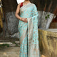 Joban Fashion Aqua Crepe Chiffon Pure Handloom Banarasi Silk Saree | Swadesiicart