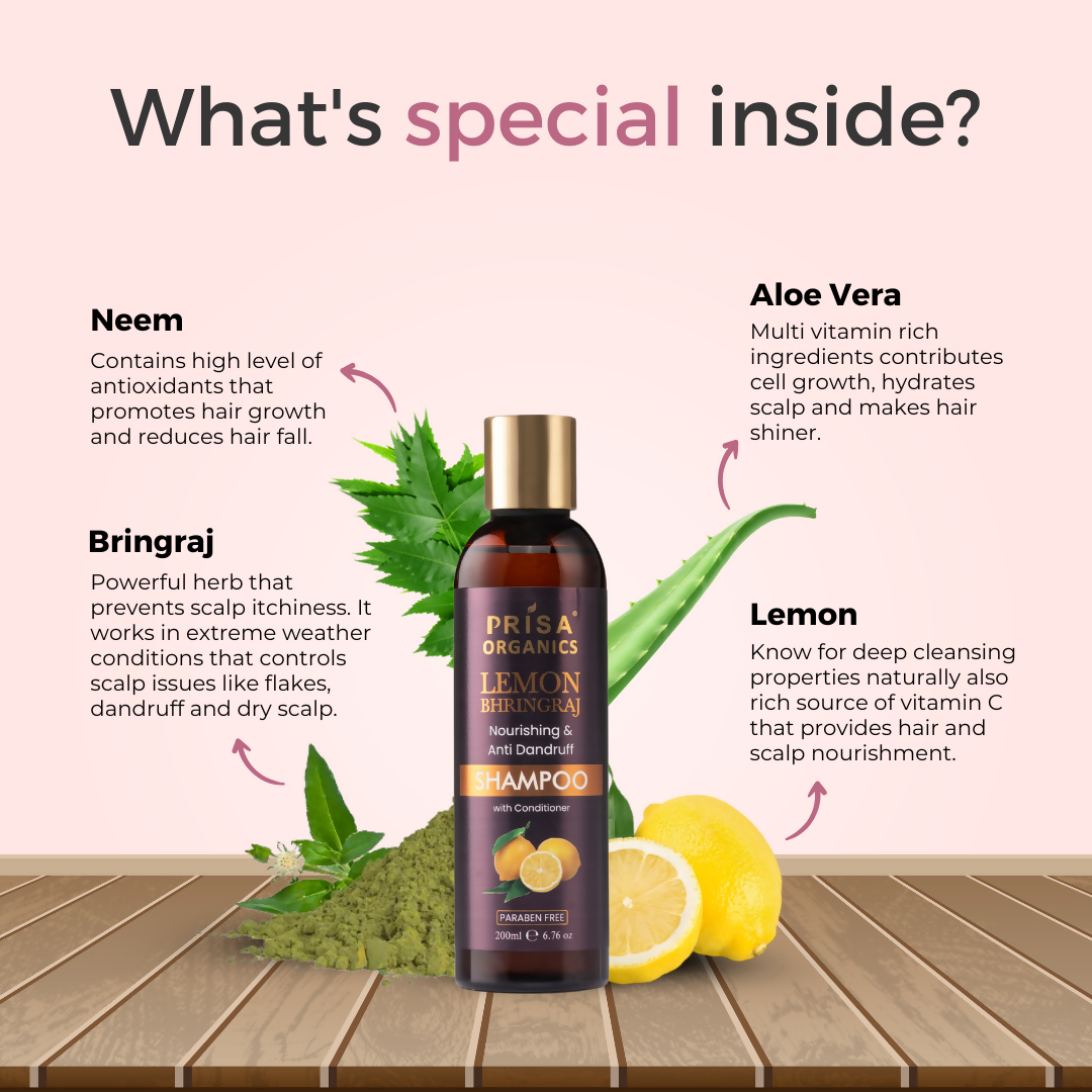 Prisa Organics Lemon & Bhringraj Shampoo - Swadesiicart