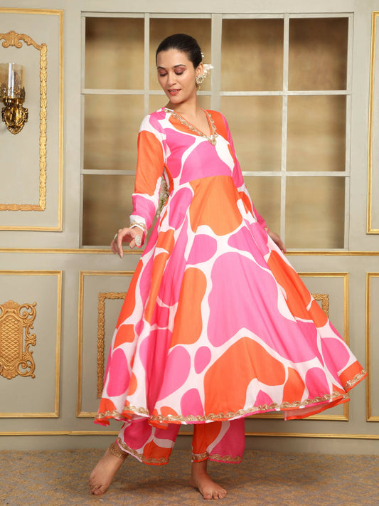 Pomcha Jaipur Pink Saadgi Rangeen Anarkali Set | Swadesiicart