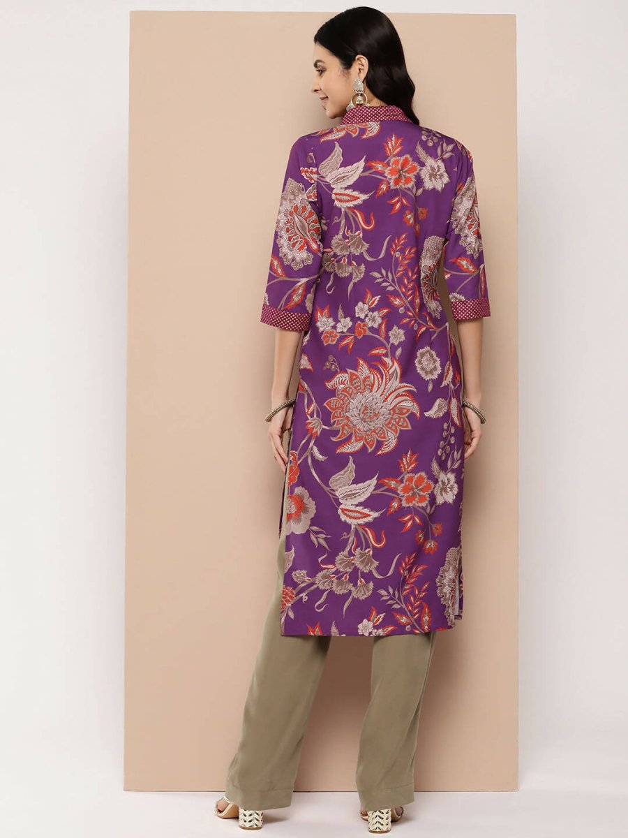 Ahalyaa Women's Traditional wear Kurta - Purple | Swadesiicart