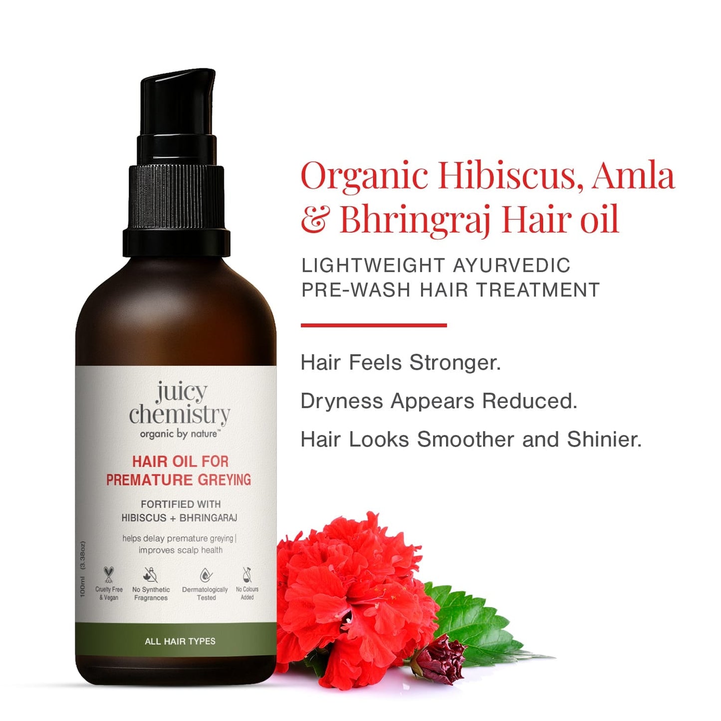 Hair Oil for Premature Greying Fortified with Hibiscus + Bhringaraj