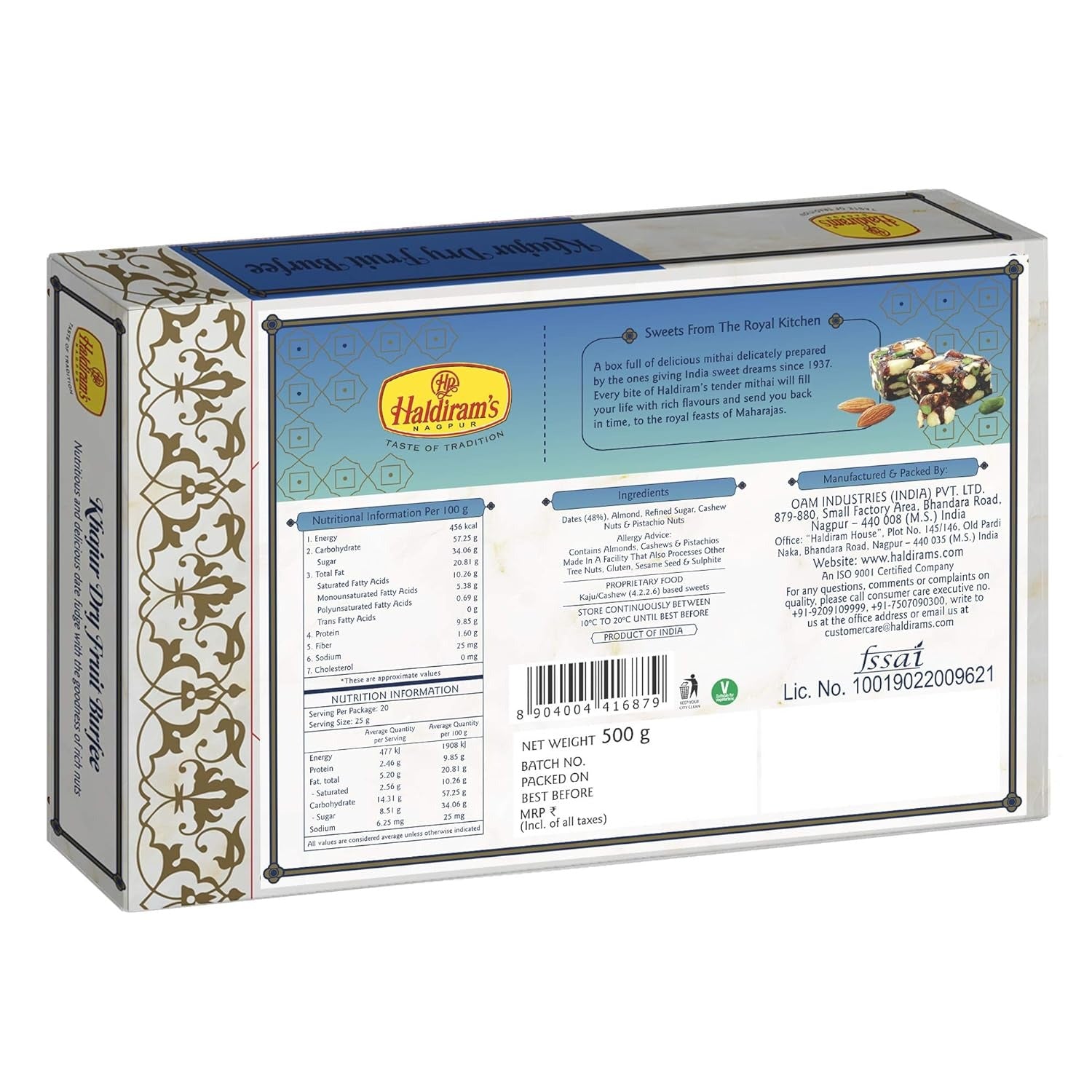 Haldiram's Khajoor Dry Fruit Burfi | Swadesiicart