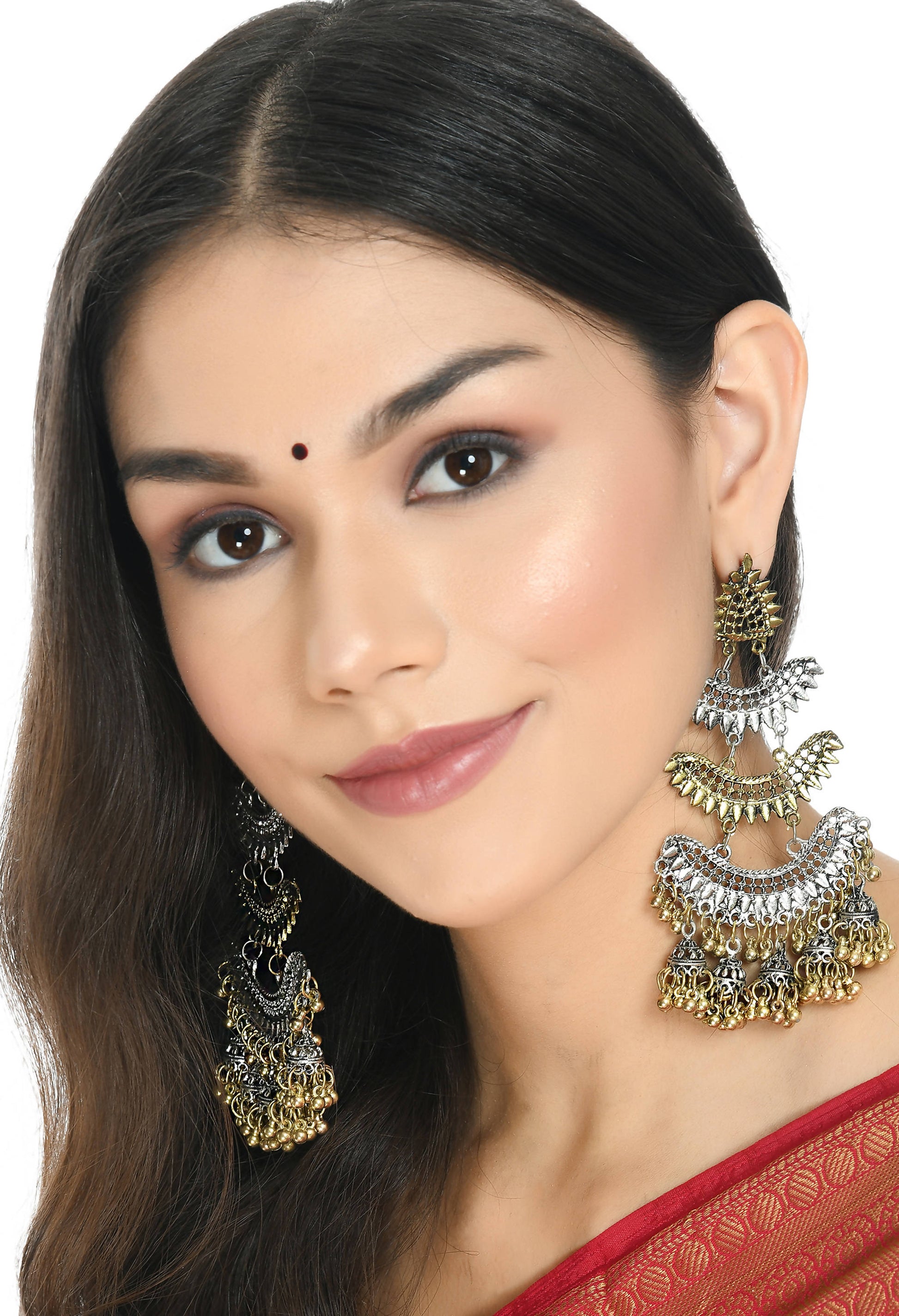 Mominos Fashion Johar Kamal Beautiful Silver & Gold Earrings - Swadesiicart