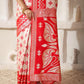 Shree Shyam Fashion Linen Cotton Red & White Saree