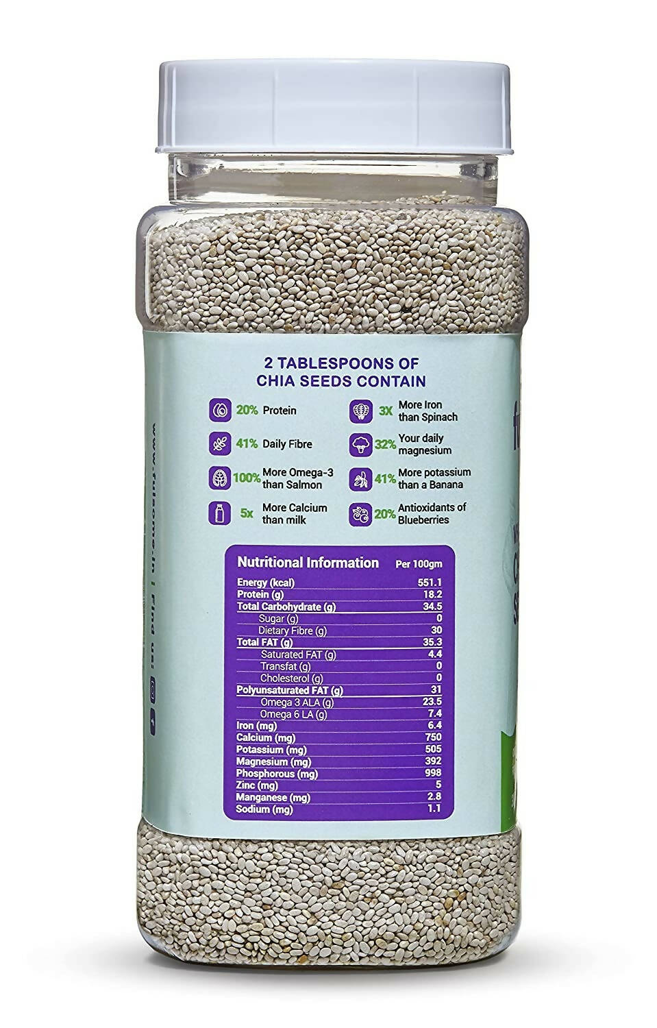 Fulsome Premium White Chia Seeds - Swadesiicart