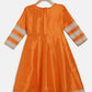 Ahalyaa Orange Poly Silk Anarkali Kids Kurta With Dupatta Set For Girls | Swadesiicart
