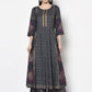 Aniyah Rayon Dark Grey Color Block Print Anarkali Kurta (AN-200K)