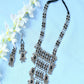 Mominos Fashion Johar Kamal Oxidised Silver-Plated Brass Finish Black Kundan Afghani Long Necklace For Women | Swadesiicart