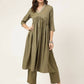 FIORRA Women's Olive Green Poly Crepe A-Line Kurta Set - Swadesiicart