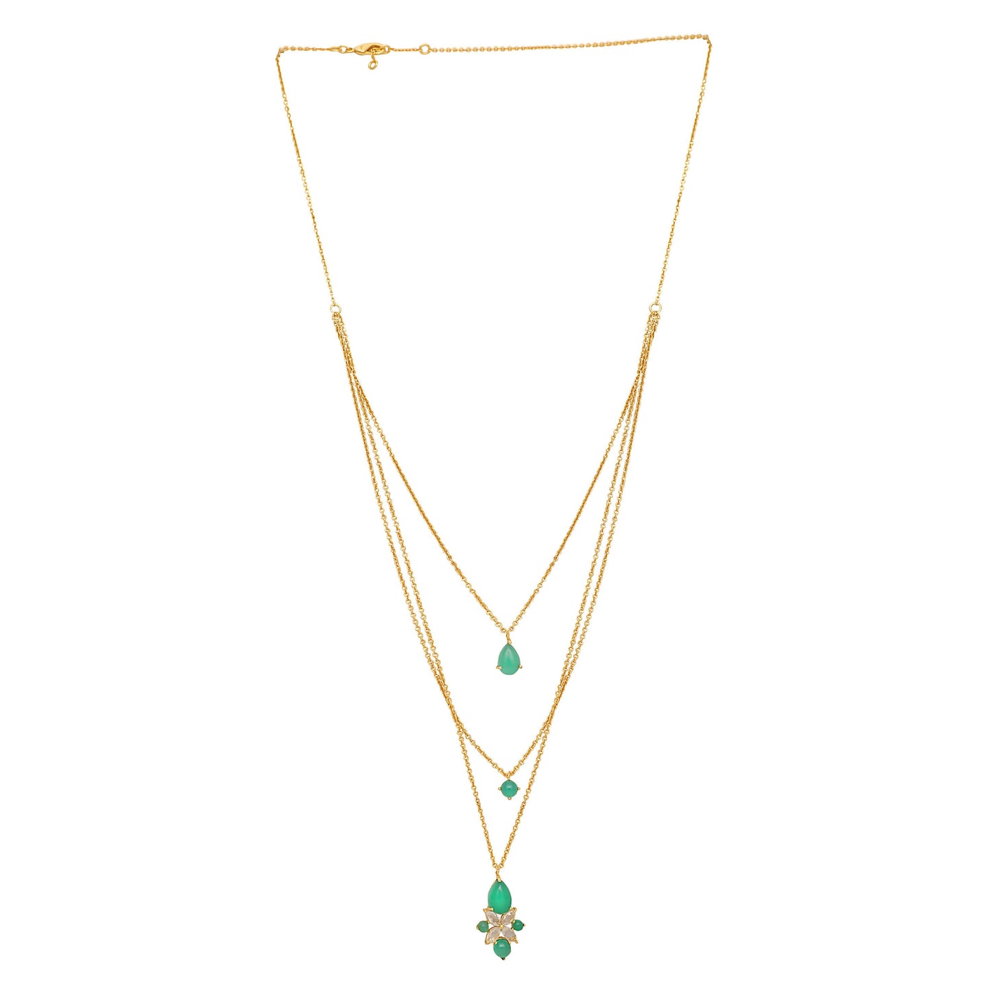 Nuyug 18k Trio Pendant Gold Anti Tarnish Necklace | Swadesiicart