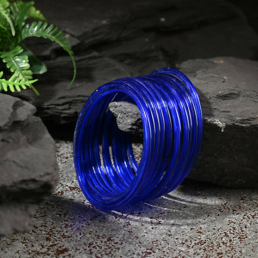 Afast Shining Blue Glass Party, Wedding, Daily Use Bangle Set, Pack Of 12 - Afast Enterprises