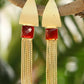 Joban Fashion Women Red Stone Matte Gold Earrings | Swadesiicart