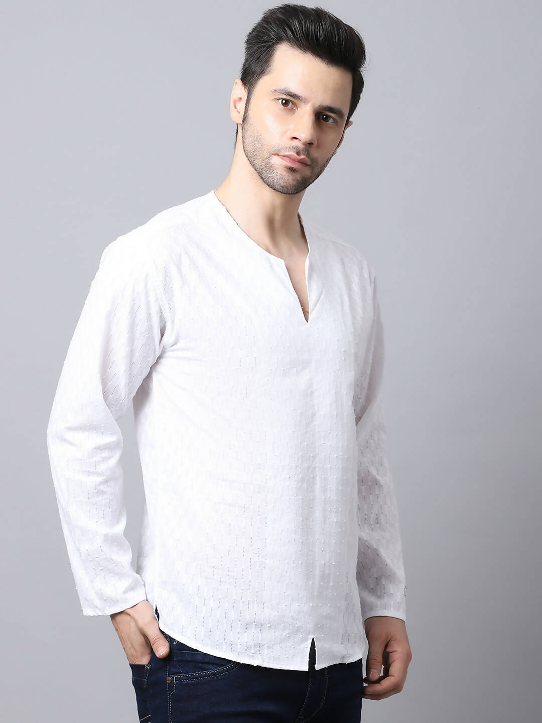 Even Apparels White Pure Cotton Embroided Men's Kurta (STR078) | Swadesiicart