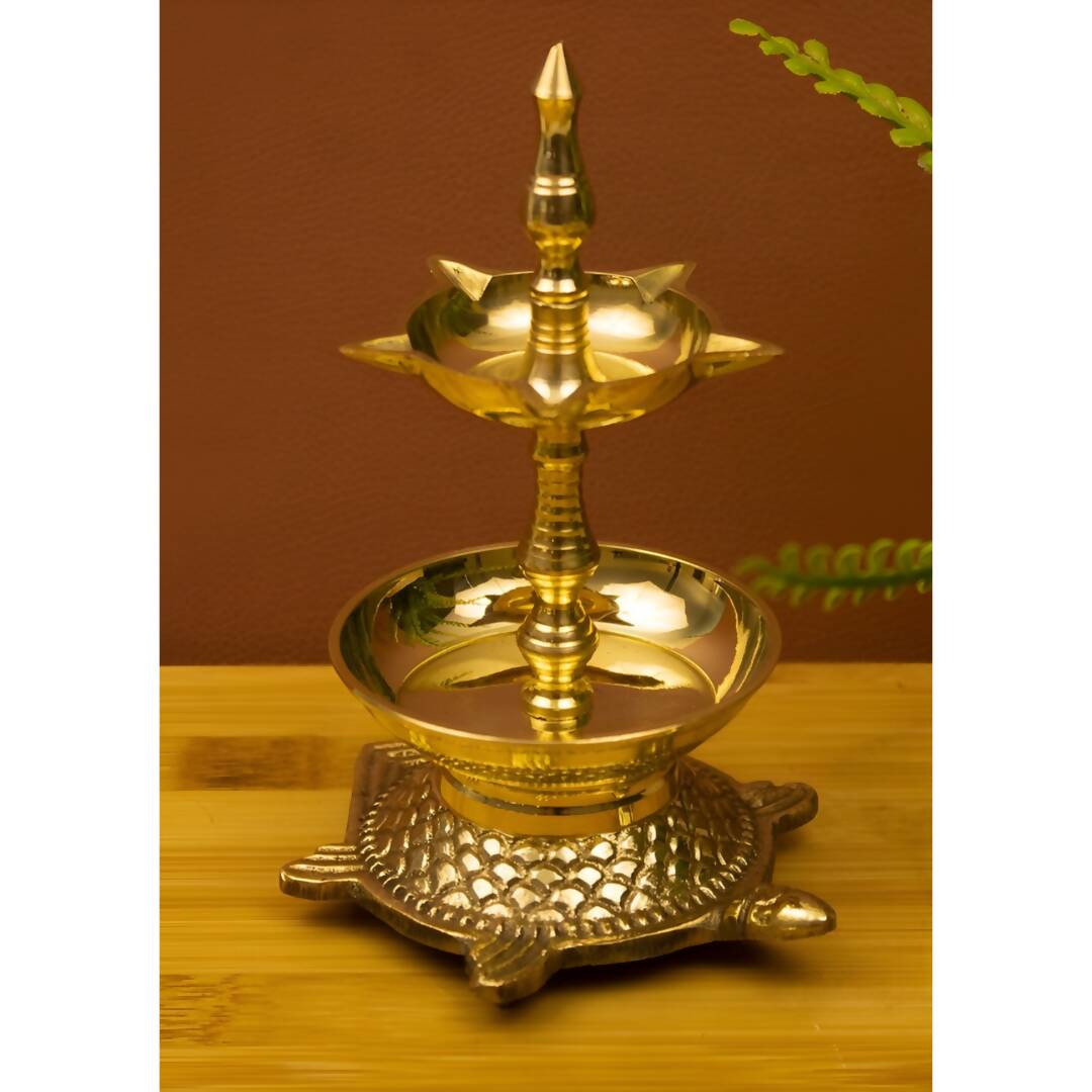Spillbox Gold-Toned Brass Kachua Fancy Diya Pooja Essential | Swadesiicart