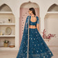 Aastha Fashion More Peach Butterfly Net All Over Thread Work, Zari Work And Sandwich Sequence Work Embroidery Wedding Wear Lehenga Choli