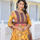 Partywear Designer Yellow Dola Silk Anarkali suit with Dupatta - Suzen - Swadesiicart