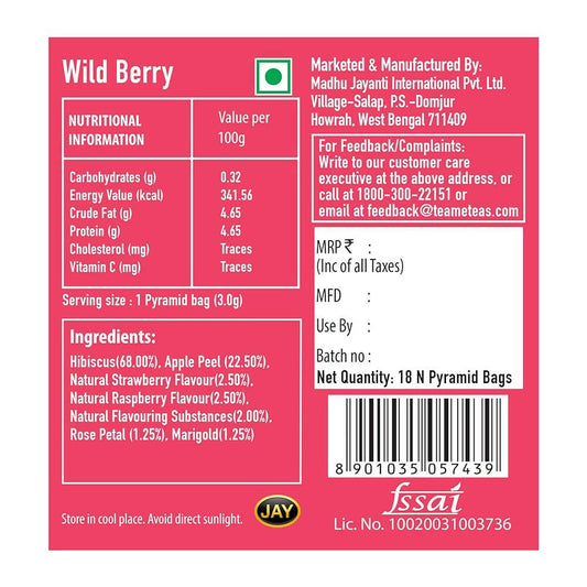 TE-A-ME Cool Wild Berry Iced Infusion Tea Bags - Swadesiicart