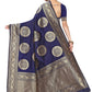 Vamika Traditional Banarasi Jacquard Weaving Navy Blue Saree | Swadesiicart