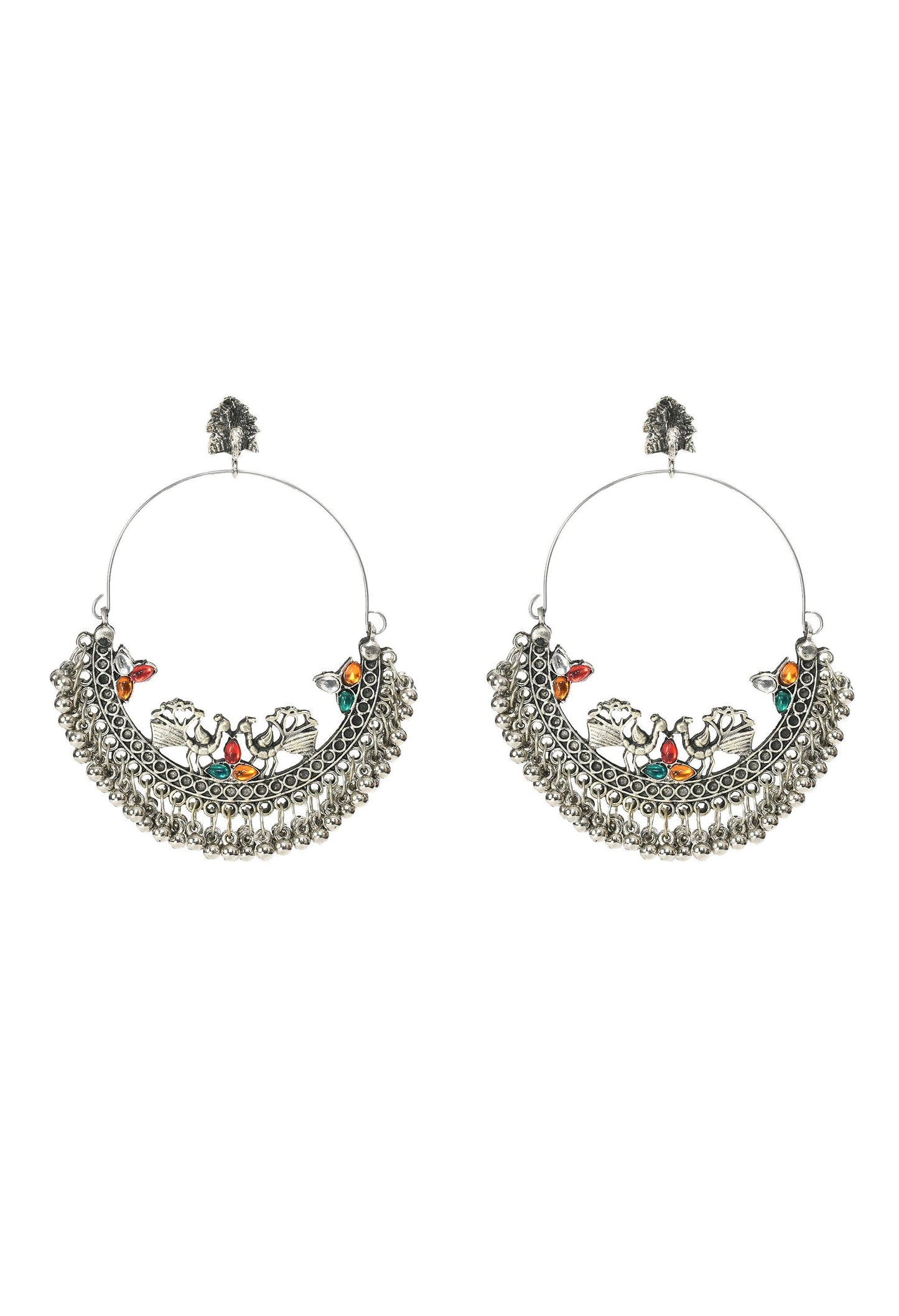 Mominos Fashion Johar Kamal Beautiful Peacock Design Chandbali Earrings - Mominos Fashion