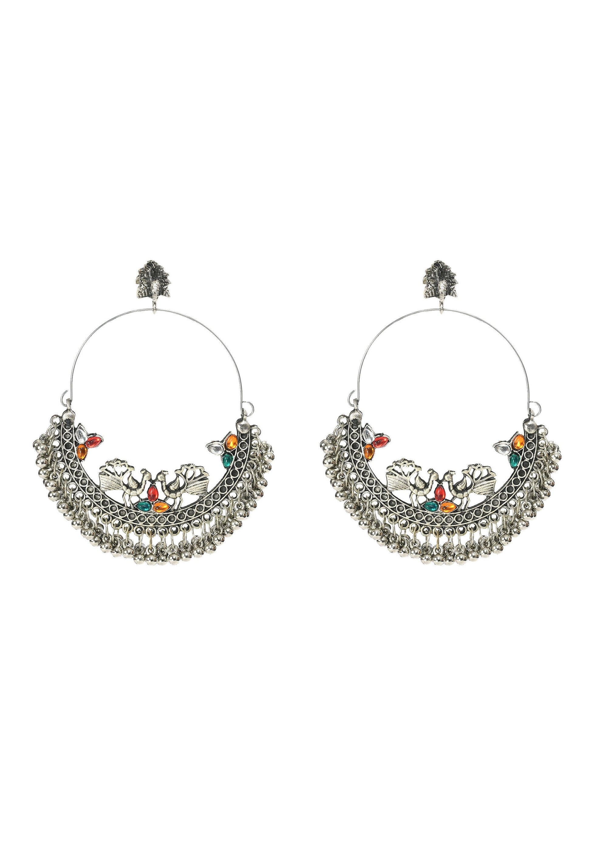 Mominos Fashion Johar Kamal Beautiful Peacock Design Chandbali Earrings - Mominos Fashion