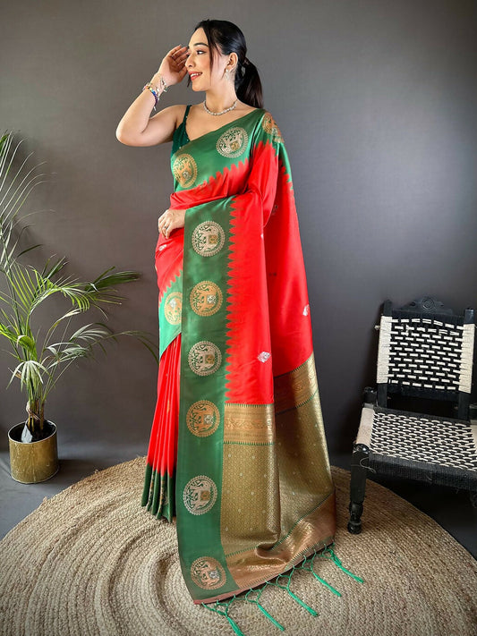 Joban Fashion Green Butti Banarasi Silk Sarees | Swadesiicart