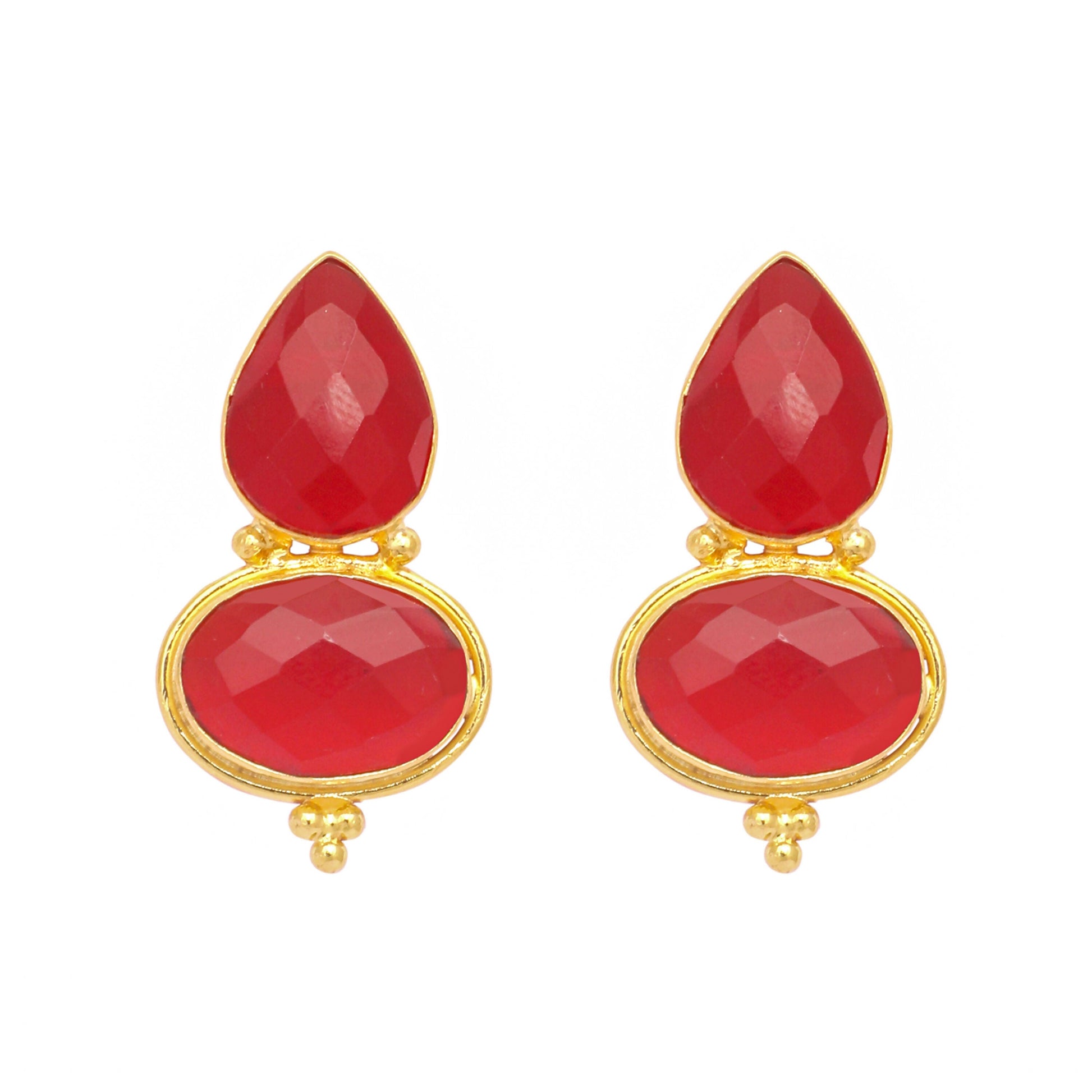 Nuyug 22K Gold Plated Red Embrace Earrings | Swadesiicart