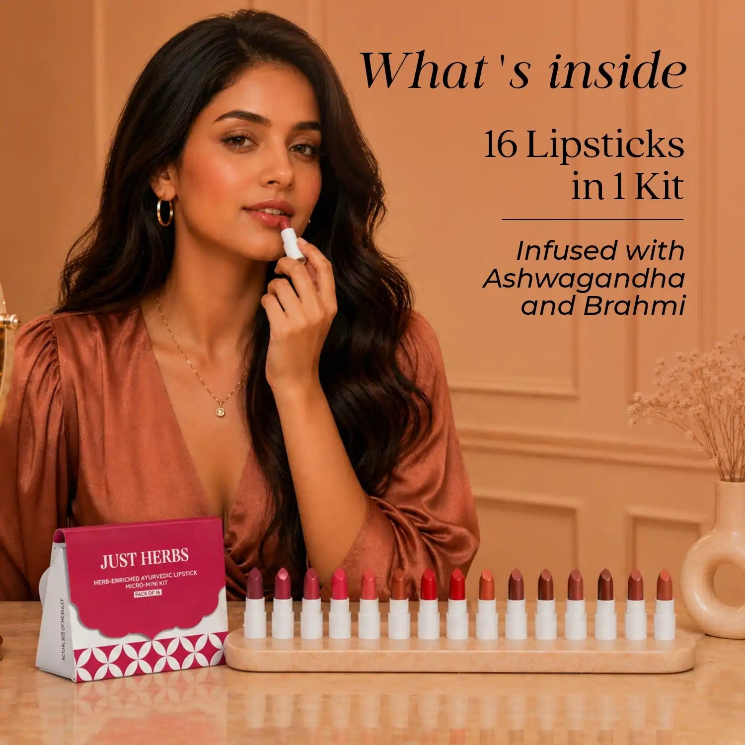 Herb Enriched Ayurvedic Lipstick Micro-Mini Kit:16 shades