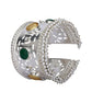 Joban Fashion Women Green Stone Silver Tone Bangle | Swadesiicart